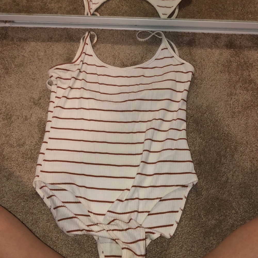 f21 striped bodysuit